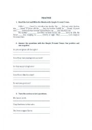 English Worksheet: Simple Present Tense