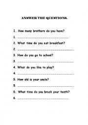 English Worksheet: WRITING AND SPEAKING TEST