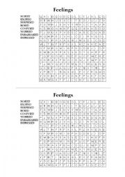 Feelings - Wordsearch