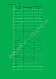 irregular verbs test - fill in the table and make sentences