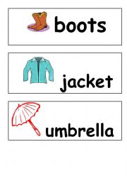 English Worksheet: clothes flashcards part1