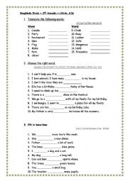 English Worksheet: grammar + reading test