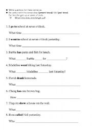 English Worksheet: Questions and Answers with do/does/did