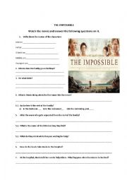 English Worksheet: Film The impossible observation worksheet