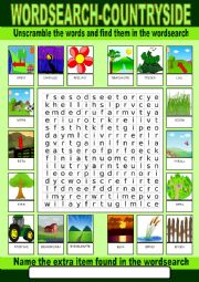 English Worksheet: Countryside Wordsearch