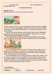 English Worksheet: The man,his son and the donkey
