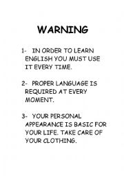 English Worksheet: Classroom Rules