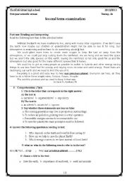 English Worksheet: 1st year scientific exam