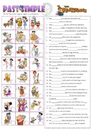 English Worksheet: Past Simple or Continuous Flintstones