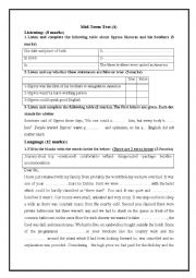 English Worksheet: end of term test 1