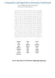 Comparatives and Superlatives Elementary Word Search