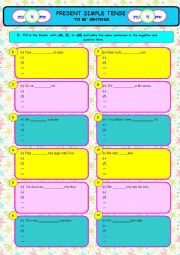 English Worksheet: PRESENT SIMPLE TENSE 2 (TO BE SENTENCE)