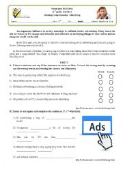 English Worksheet: Advertising