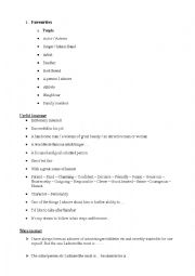 English Worksheet: Favourites (People - Things) 