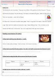 English Worksheet: End of term 7th form  test n2