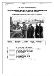 English Worksheet: Life in the concentration camp - adverbs of manner