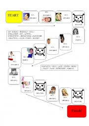 English Worksheet: Adjectives board game