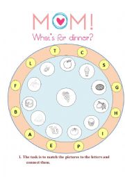 English Worksheet: Alphabet - Whats for dinner? PART 1