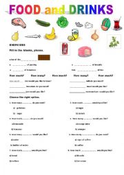 English Worksheet: Food And Drink