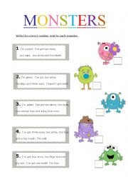 English Worksheet: Monsters 