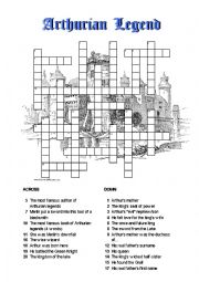 English Worksheet: Crossword Arthurian Legend