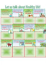 English Worksheet: Let us talk about HEALTHY LIFE!