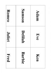 English Worksheet: Valentines Day Famous Couples Game