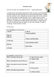 English Worksheet: Michaels routine