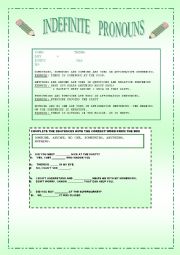 English Worksheet: indifinite pronouns