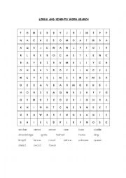 English Worksheet: Lords and kinghts wordsearch