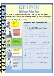 English Worksheet: EXperiences - Present Perfect Tense