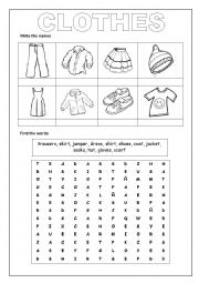 English Worksheet: clothes