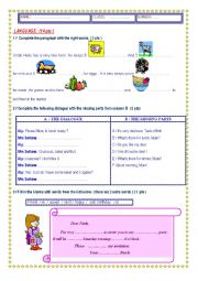 English Worksheet: test for 7th form: language