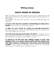 M.L.Kings words -essay writing