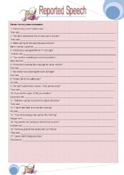 English Worksheet: Reported Speech - exercises