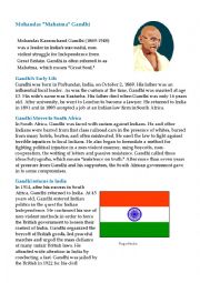 English Worksheet: Gandhis biography