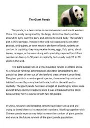 English Worksheet: The Giant Panda