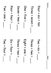 English Worksheet: The addition