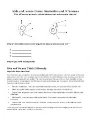 English Worksheet: Difference between Men and Women 