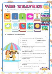 English Worksheet: The weather (key included)