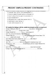 English Worksheet: simple present vs. present progressive 