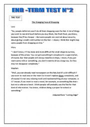 English Worksheet: End-term test2 9th f.