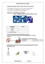 English Worksheet: Lesson 22: A success story