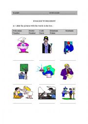 Jobs vocabulary worksheet