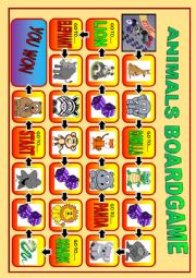 English Worksheet: BEGINNERS ANIMALS BOARD GAME