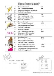 English Worksheet: Past_Simple. Did_you_eat_a_banana? Sentence_practice_and_card_game.