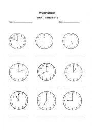 English Worksheet: Teach Time