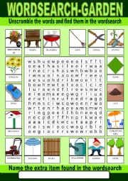 English Worksheet: Garden Wordsearch