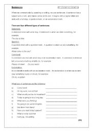 English Worksheet: Exploring sentence types