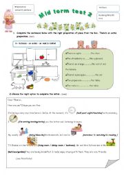 English Worksheet: Mid term test 2 7th formers